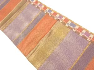 横段に小花模様織出し　袋帯